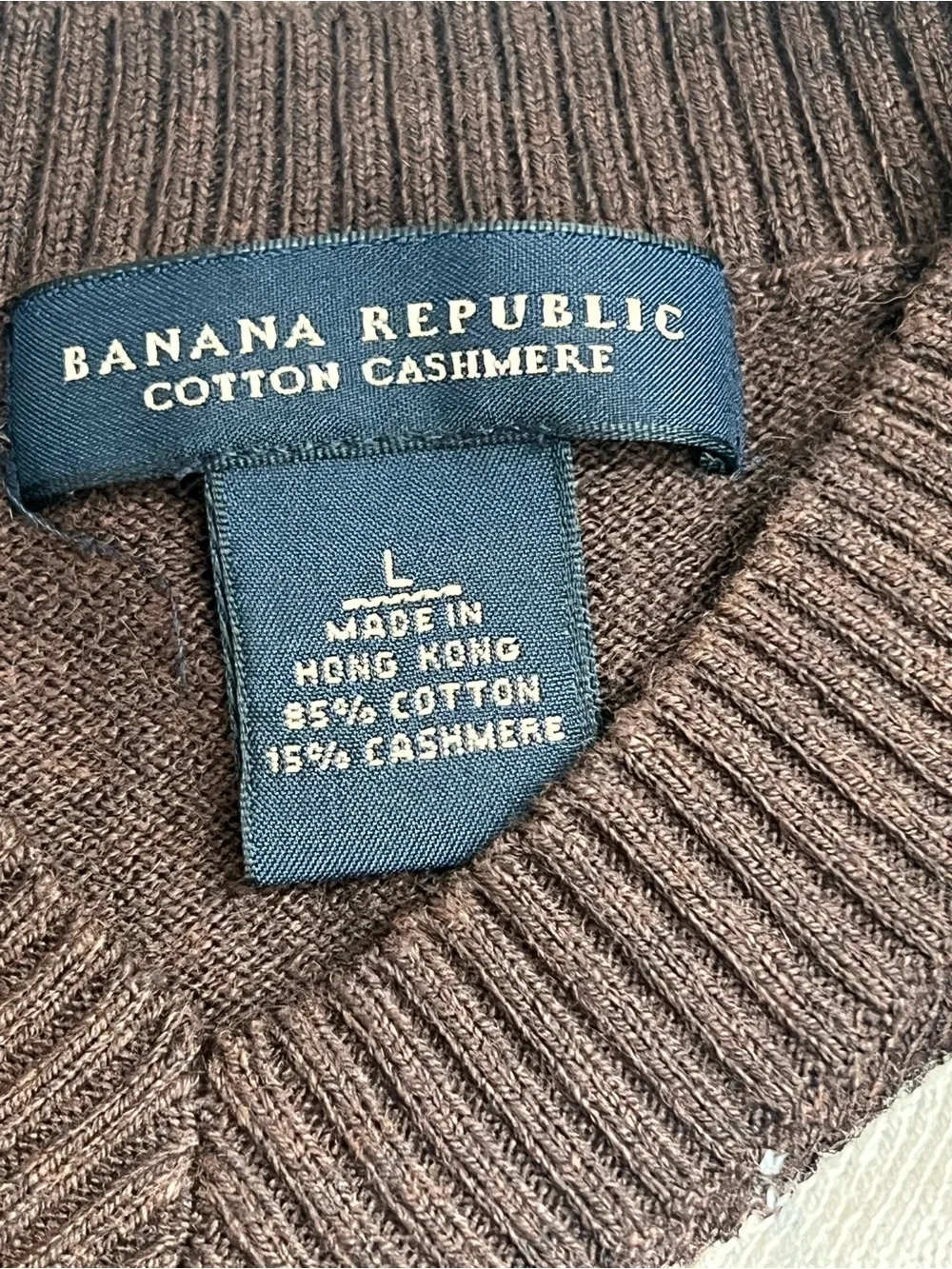 Banana Republic Brown V-Neck Argyle Sweater Yellow & Cream Diamonds Cashmere L